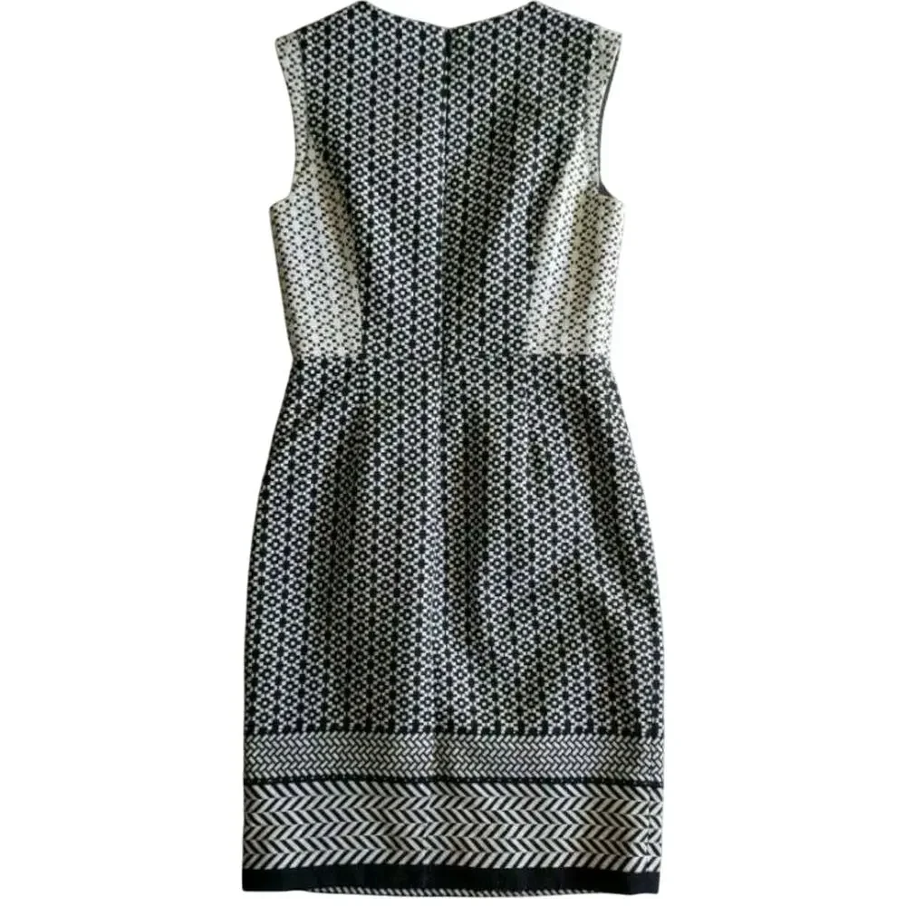New J Crew Paneled Geometric Sheath Dress  $168 SIZE 4 Black/White KNEE LENGTH